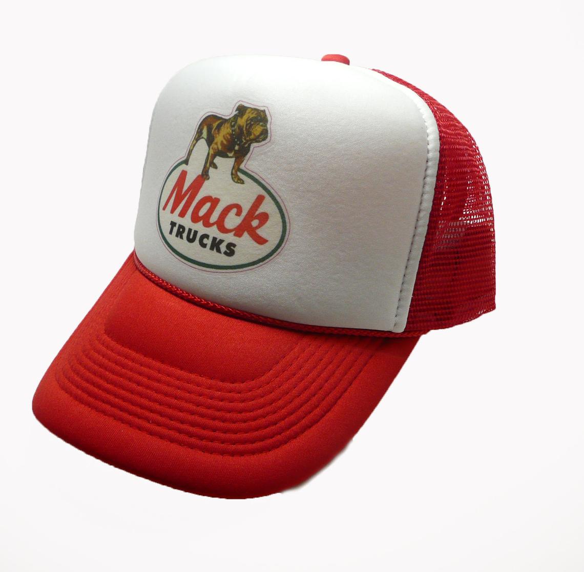 Mack Trucks Red Hat Snapback Cap | Vintage Style Mack Trucks Red Trucker Hat