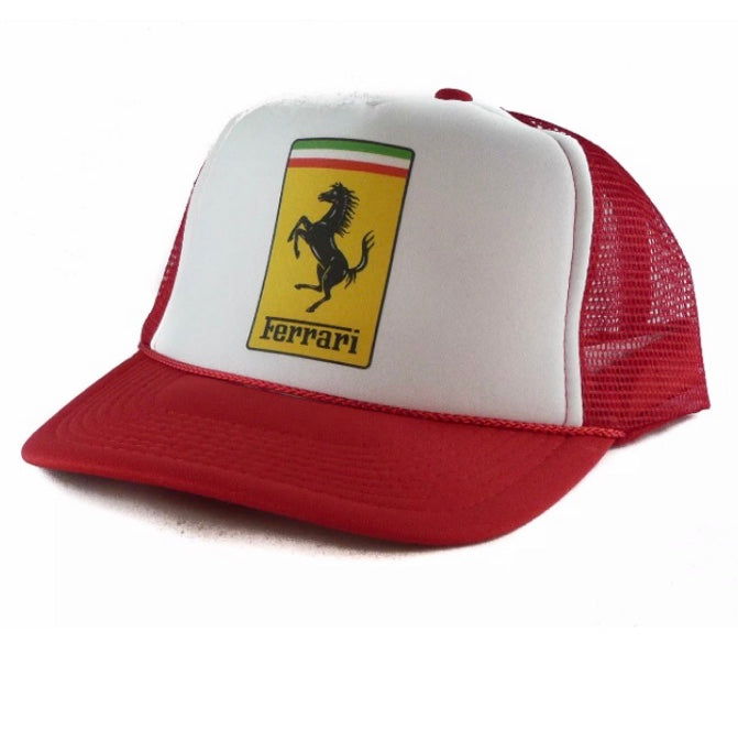 Ferrari Hat Snapback Cap | Vintage Style Ferrari Trucker Hat