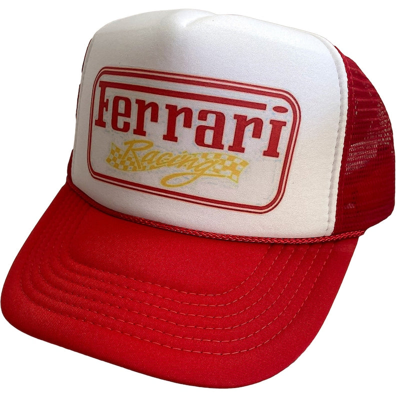 Ferrari Racing Hat Snapback Cap | Vintage Style Ferrari Racing Trucker Hat
