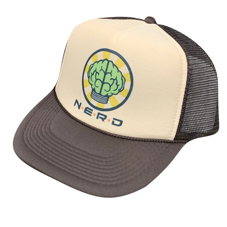 NERD Brown Hat Snapback Cap | Vintage Style NERD Brown Trucker Hat