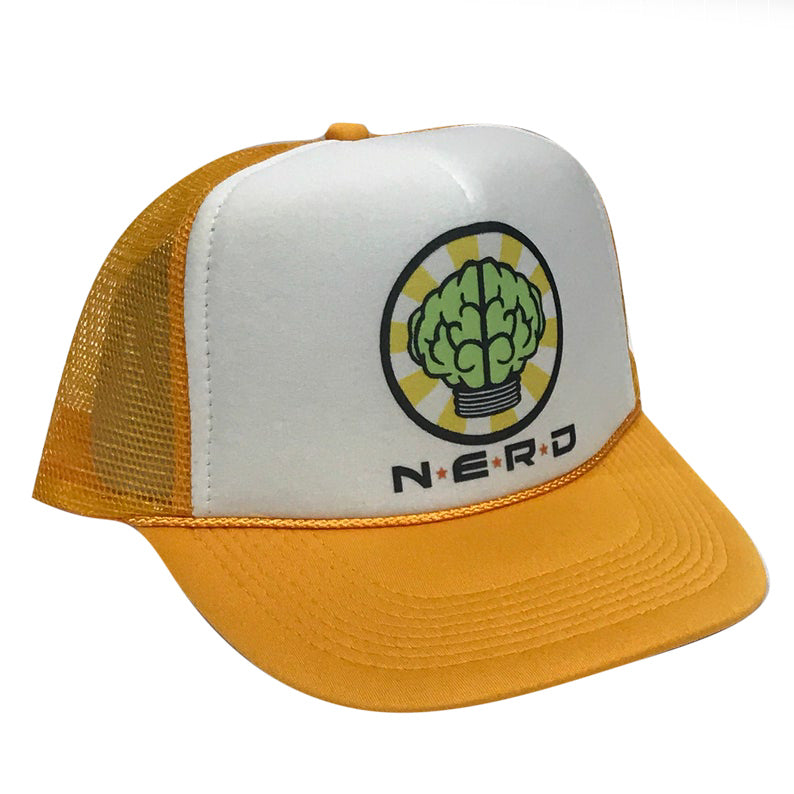 NERD Yellow Hat Snapback Cap | Vintage Style NERD Yellow Trucker Hat