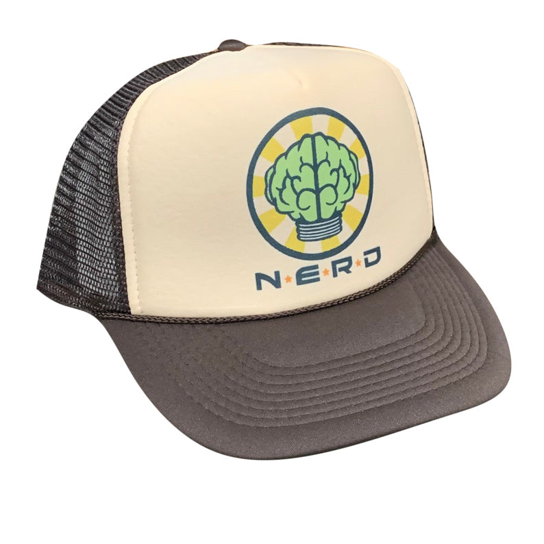 NERD Brown Hat Snapback Cap | Vintage Style NERD Brown Trucker Hat
