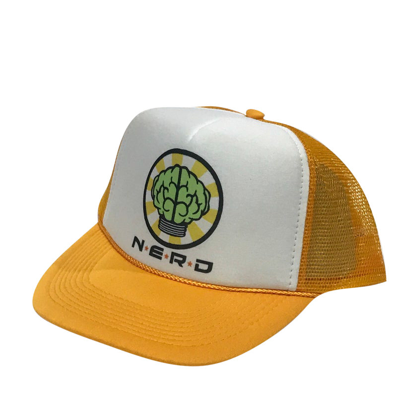 NERD Yellow Hat Snapback Cap | Vintage Style NERD Yellow Trucker Hat