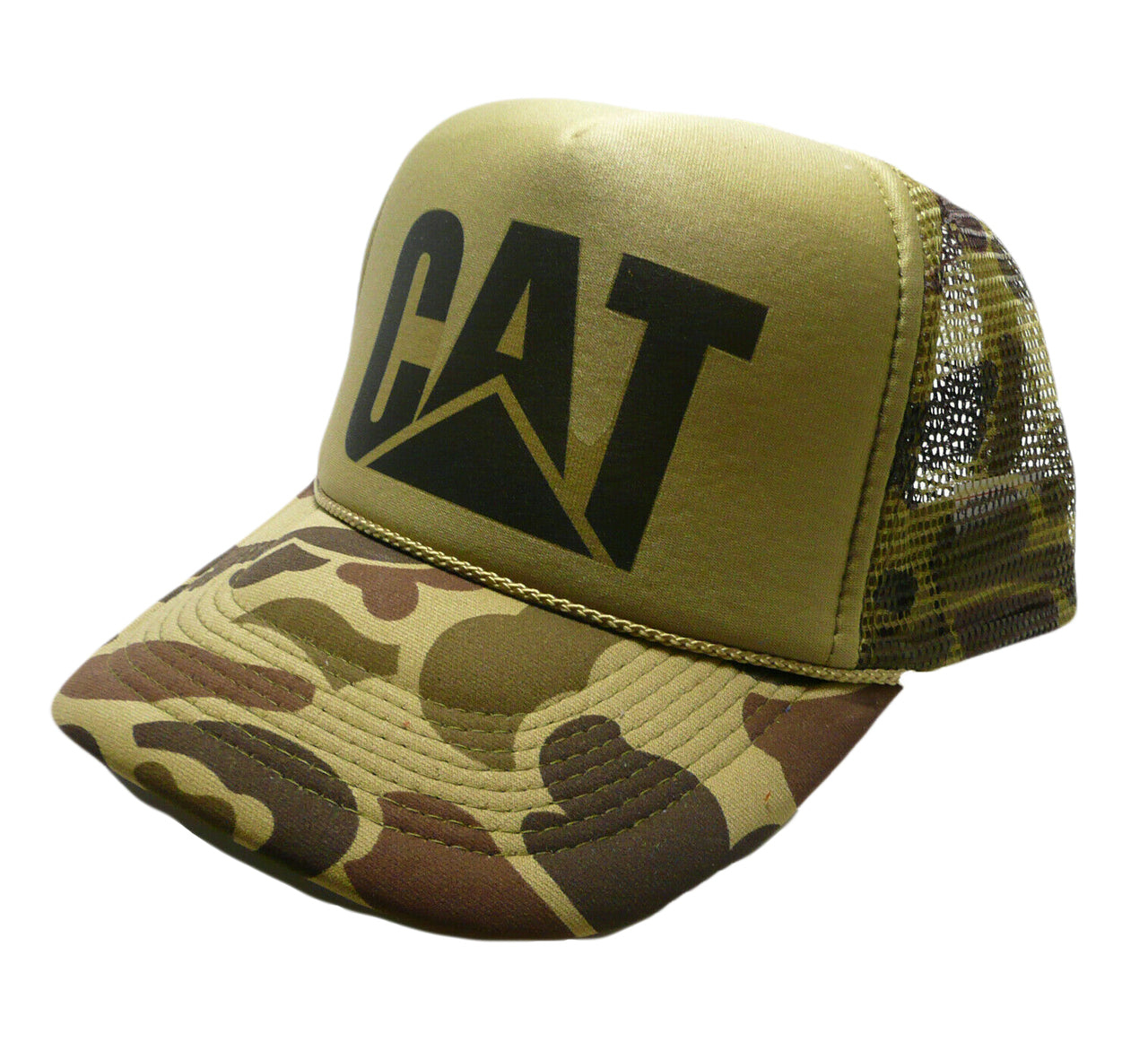 CAT Camo Hat Snapback Cap | Vintage Style CAT Camo Trucker Hat