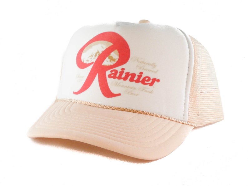 Rainier Cream Hat Snapback Cap | Vintage Style Rainier Cream Trucker Hat