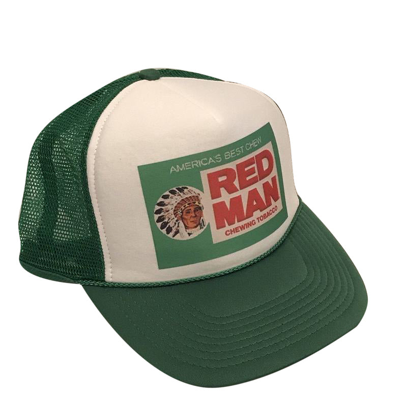 Red Man Green Label Hat Snapback Cap | Vintage Style Red Man Green Label Trucker Hat