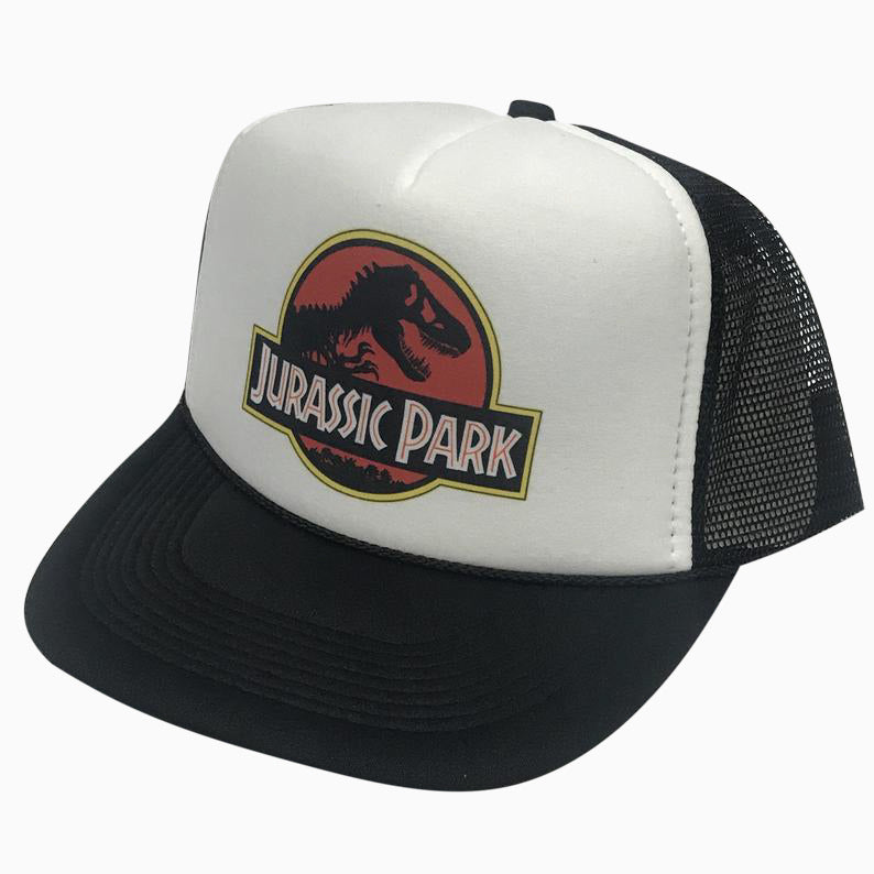 Jurassic Park Black Hat Snapback Cap | Vintage Style Jurassic Park Black Trucker Hat