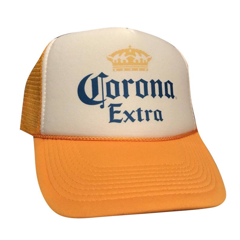 Corona Extra Orange Logo Hat Snapback Cap | Vintage Style Corona Extra Orange Logo Trucker Hat