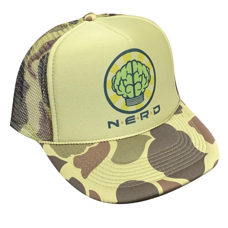 NERD Camo Hat Snapback Cap | Vintage Style NERD Camo Trucker Hat