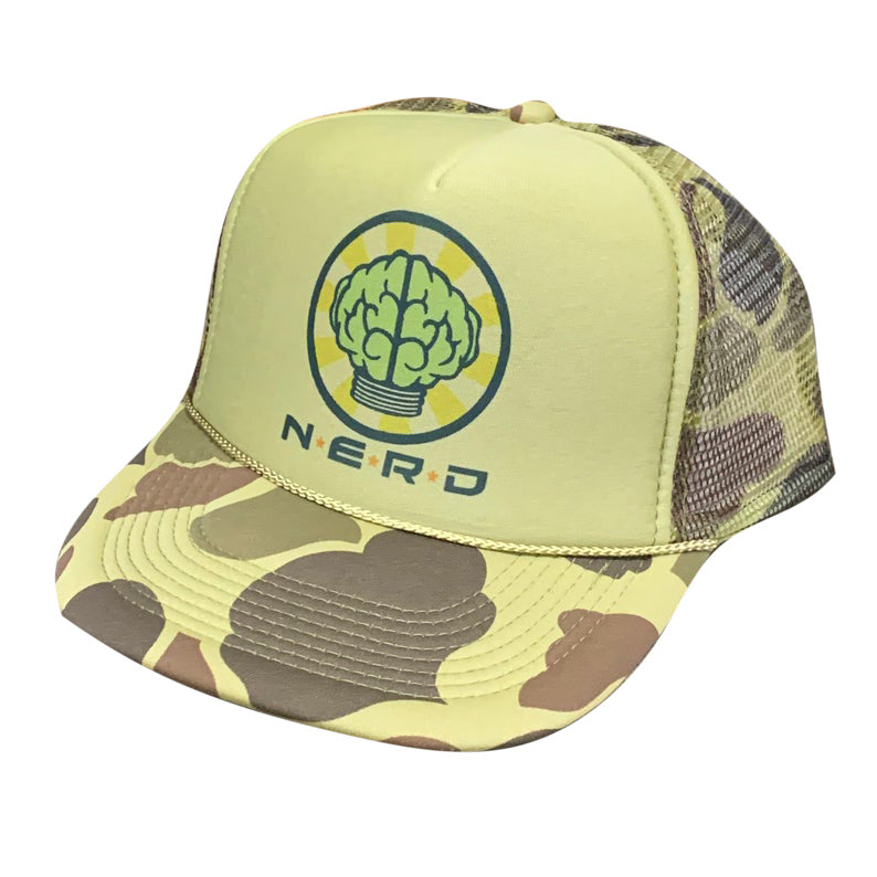 NERD Camo Hat Snapback Cap | Vintage Style NERD Camo Trucker Hat