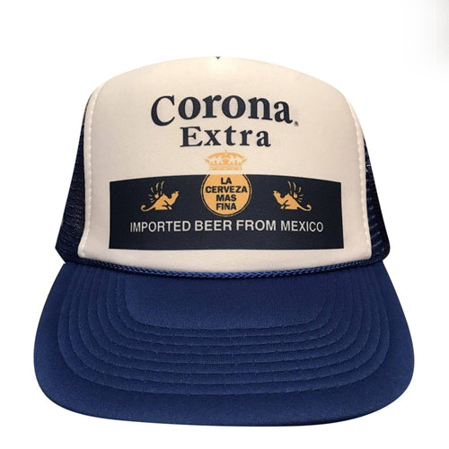 Corona Extra Blue Label Hat Snapback Cap | Vintage Style Corona Extra Blue Label Trucker Hat