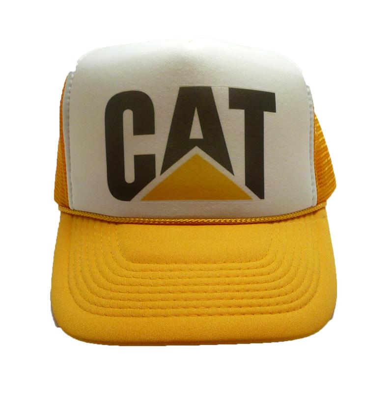 CAT Yellow Hat Snapback Cap | Vintage Style CAT Yellow Trucker Hat