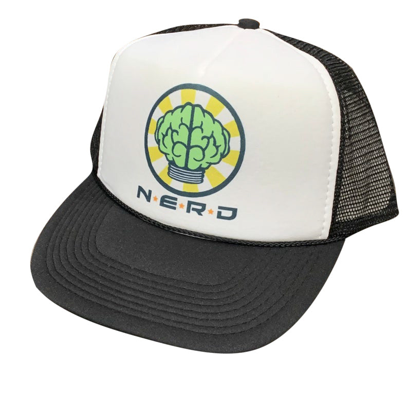 NERD Black Hat Snapback Cap | Vintage Style NERD Black Trucker Hat