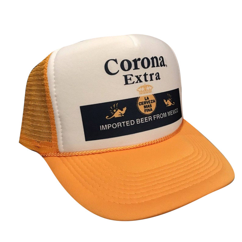Corona Extra Orange Label Hat Snapback Cap | Vintage Style Corona Extra Orange Label Trucker Hat