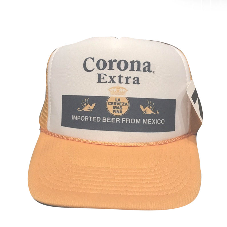 Corona Extra Orange Label Hat Snapback Cap | Vintage Style Corona Extra Orange Label Trucker Hat