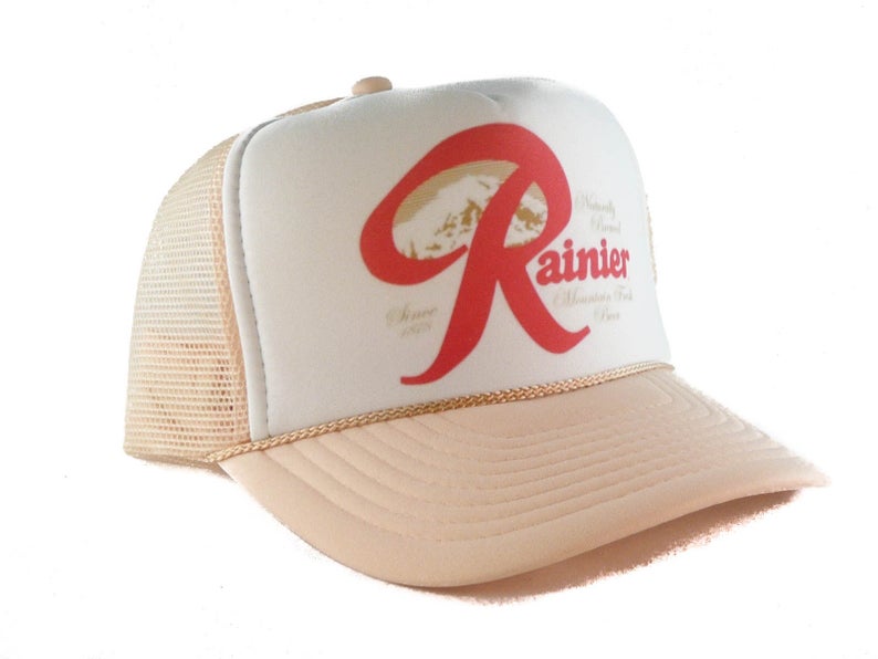 Rainier Cream Hat Snapback Cap | Vintage Style Rainier Cream Trucker Hat
